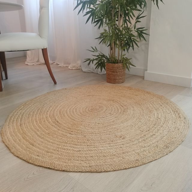 Tapete Redondo de Iúte Natural Estilo Nórdico
