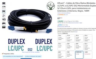 Elfcam Cable Fibra Óptica Blindado LC/UPC Duplex