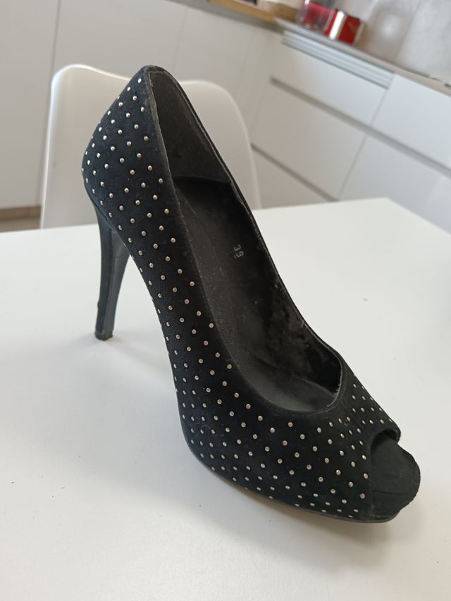 ZENDRA Zapatos de tacón terciopelo negros