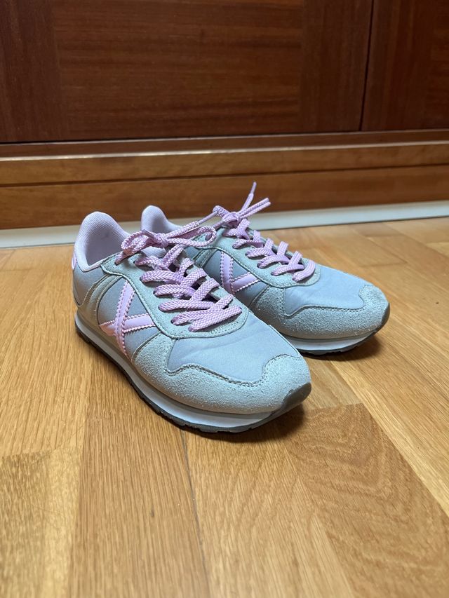 Zapatillas Munich Mujer Gris y Rosa