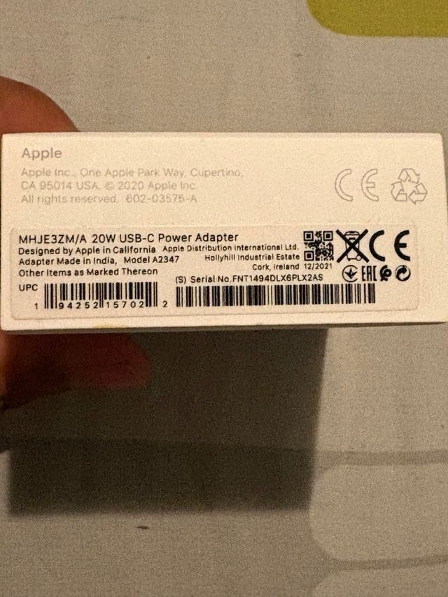 Adaptador Apple USB-C 20W Original