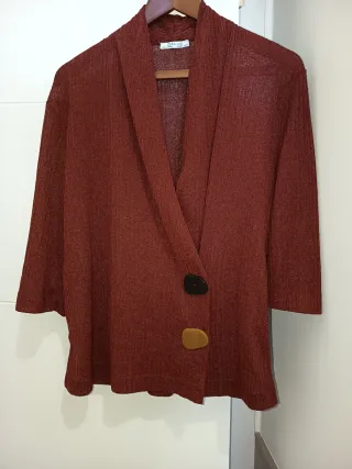 Blazer blusada Zara Rojo Talla M