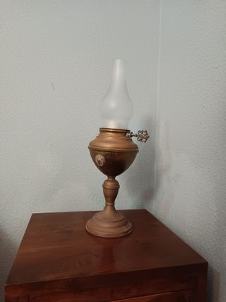 Lámpara antigua cobre y cristal