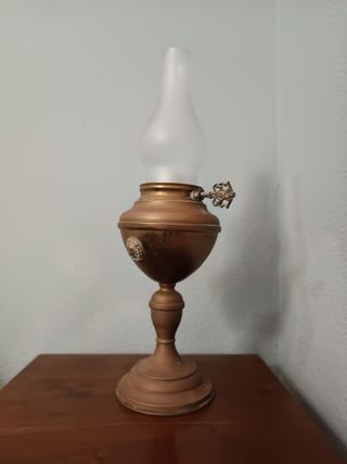 Lámpara antigua cobre y cristal
