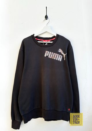Sudadera Puma Negra Logo Grande Bordado Vintage
