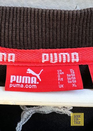 Sudadera Puma Negra Logo Grande Bordado Vintage