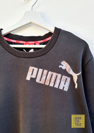 Sudadera Puma Negra Logo Grande Bordado Vintage