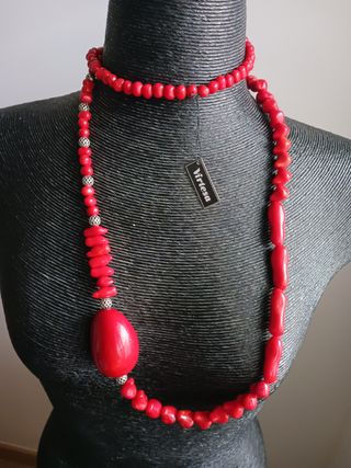 Enorme collar de resina de coral nuevo c