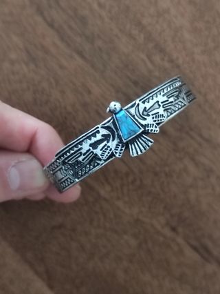Pulsera Navajo Águila Plata Turquesa