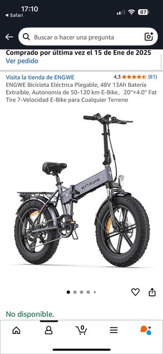 Bicicleta Eléctrica Plegable Negra
