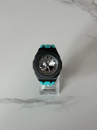 G-Shock Ga-2100 Casioak Mod Plata y Azul