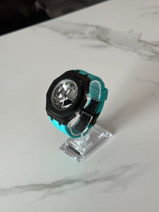 G-Shock Ga-2100 Casioak Mod Plata y Azul