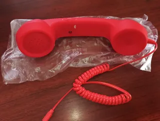 Cornetta ROSSA retrò per smartphone con cavo USB-C