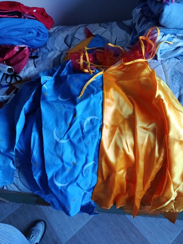 Disfraz payaso azul y naranja