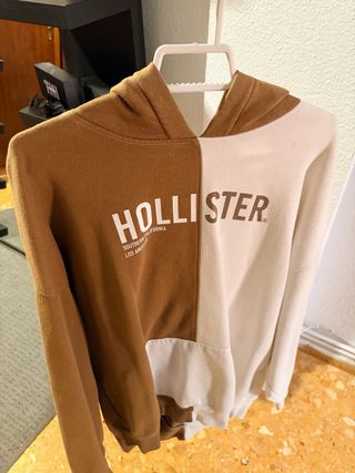 Sudadera Hollister XL Marrón y Blanco