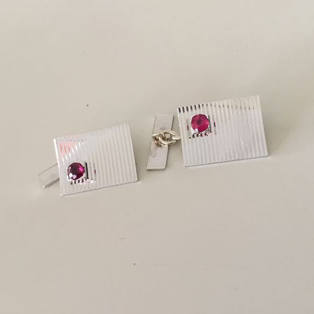 Gemelos Oro Blanco y Rubí