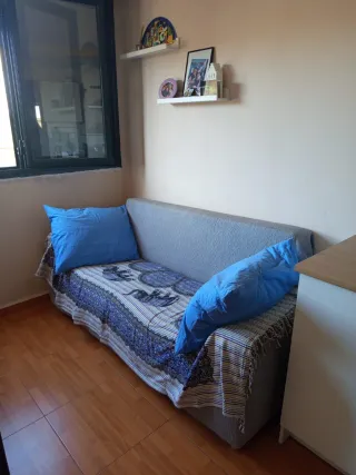 Sofá de 2 plazas gris y azul