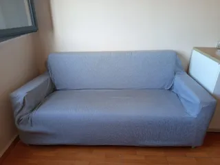 Sofá de 2 plazas gris y azul