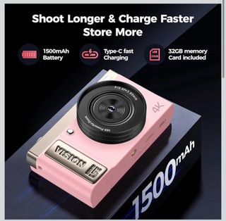 Cámara Digital 4K Profesional Rosa y Plata