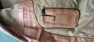 Chaqueta de piel marrón y beige