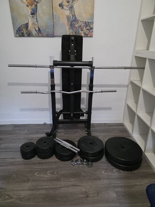 Banco de pesas y discos 100 kg