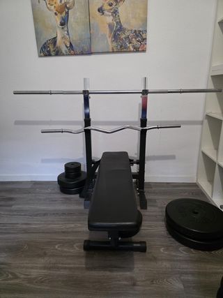 Banco de pesas y discos 100 kg