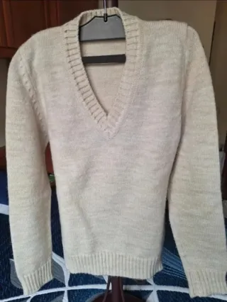 Jersey de punto beige suave talla M