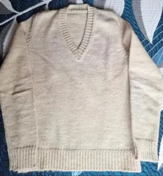 Jersey de punto beige suave talla M