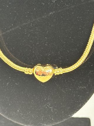 Collar y pulsera laminado 14k con corazón