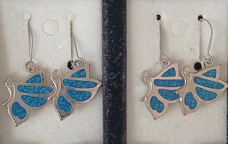 Pendientes Plata Rodiada Esmalte Azul