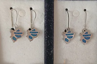 Pendientes Plata Rodiada Esmalte Azul