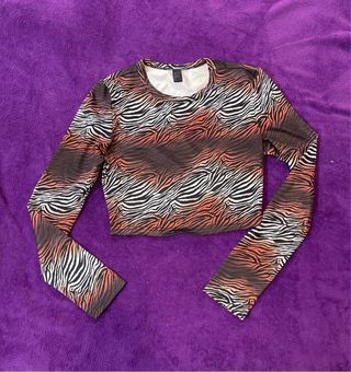 Crop top estampado tigre manga larga