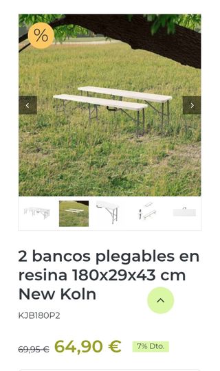 Set di 2 panche pieghevoli Gardiun 180x29x43cm