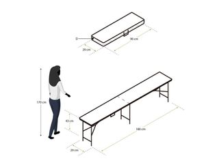 Set di 2 panche pieghevoli Gardiun 180x29x43cm