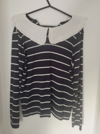 Jersey rayas cuello blanco