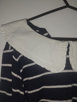 Jersey rayas cuello blanco