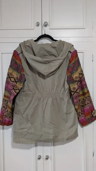 Parka Mujer Talla M Beige y Multicolor