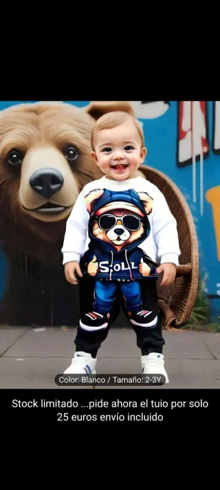 Chándal niño oso polar talla 2-3Y