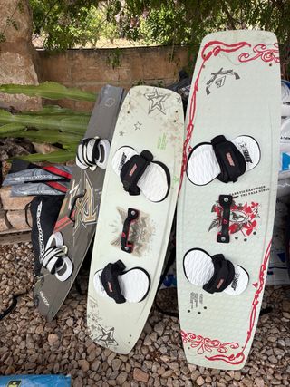 kit 3 tablas, 3 cometas, 3 arneses y 3 barras