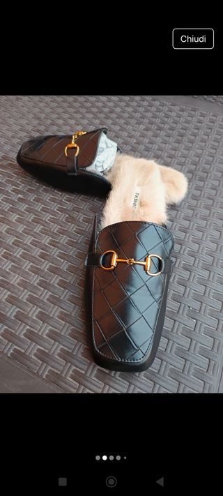 Sabot donna similpelle con pelliccia morbida