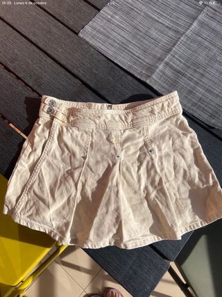 Falda pantalón Zara tablas beige