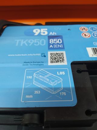Batería Tudor 95Ah AGM TK950