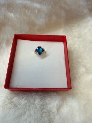 Anillo Oro Laminado 14k Flor Azul
