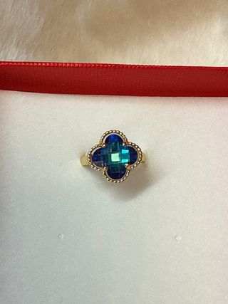 Anillo Oro Laminado 14k Flor Azul