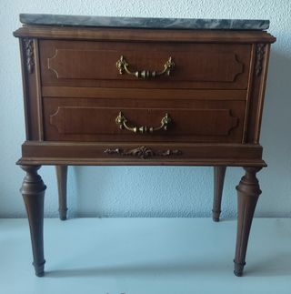 MESILLA NOCHE VINTAGE MADERA Y MÁRMOL