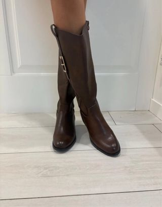 Stivali donna marroni tg 39 con zip nuovo 