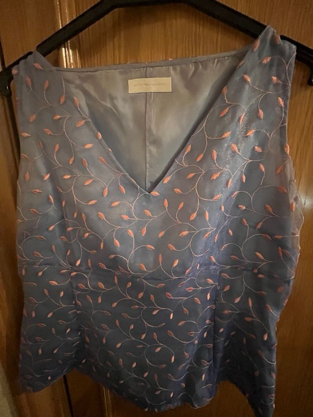 Traje chaqueta y falda seda salvaje +  blusa 