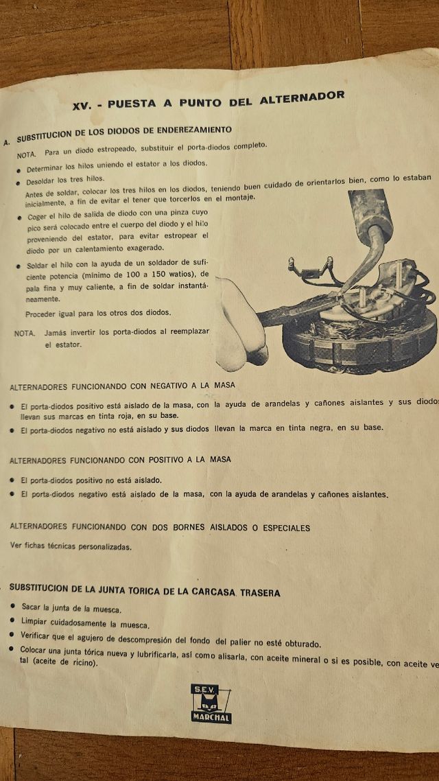 Manuale degli alternatori S.E.V. Motorola