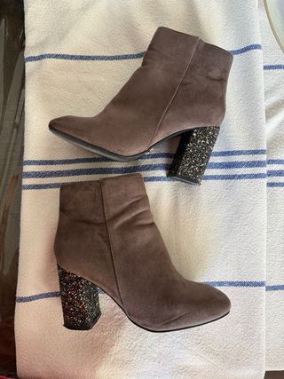 Botines marrones tacón glitter