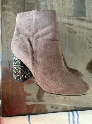 Botines marrones tacón glitter